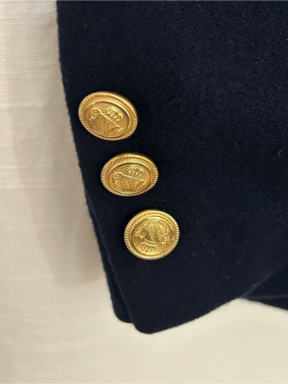 Vintage Bretton Place Women's Navy 100% Wool Blazer with Gold Buttons - Picture 3 of 9